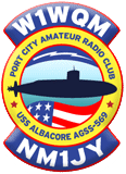 Logo of the Port City Amateur Radio Club with callsigns W1WQM and NM1JY